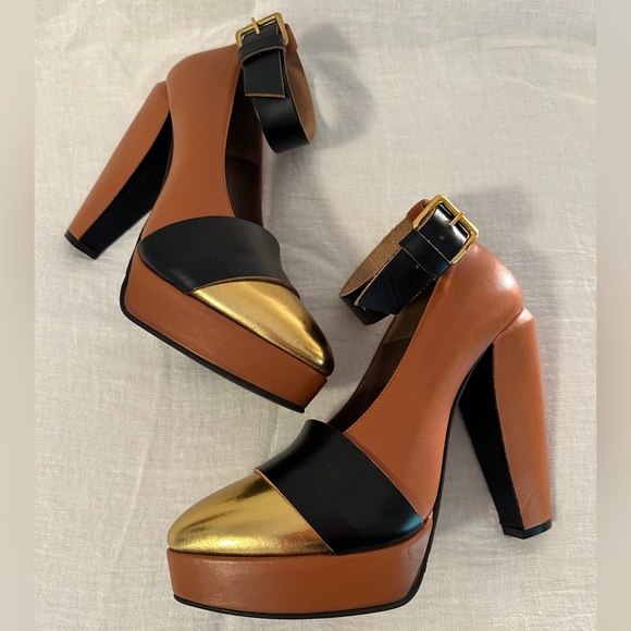Marni Pumps -Blk/ Gold/ Sable - size 39.5 NWT - Picture 2 of 9